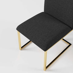 Modern Linen Side Chair Set Of 2 With Gold Legs
