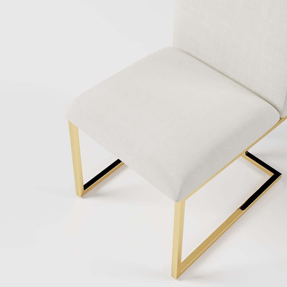 Modern Linen Side Chair Set Of 2 With Gold Legs