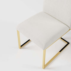 Modern Linen Side Chair Set Of 2 With Gold Legs