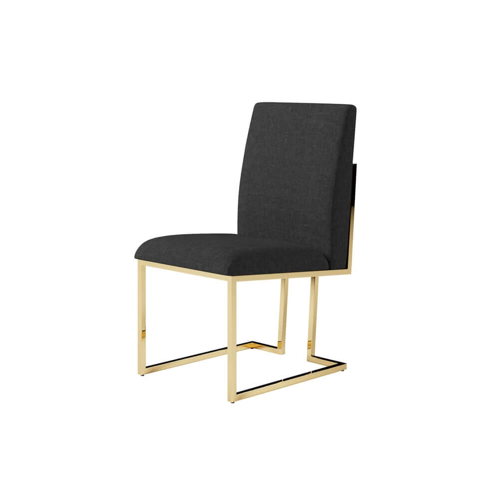 Modern Linen Side Chair Set Of 2 With Gold Legs