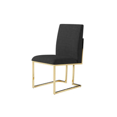 Modern Linen Side Chair Set Of 2 With Gold Legs