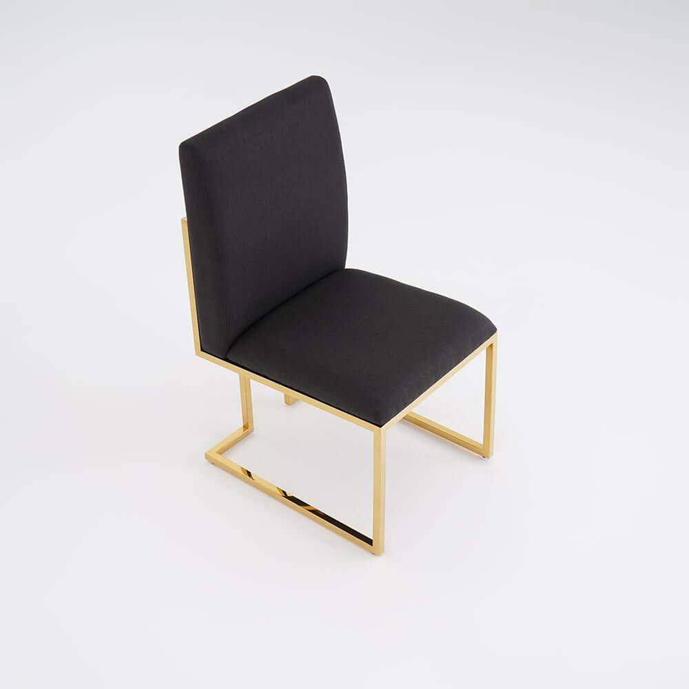Modern Linen Side Chair Set Of 2 With Gold Legs