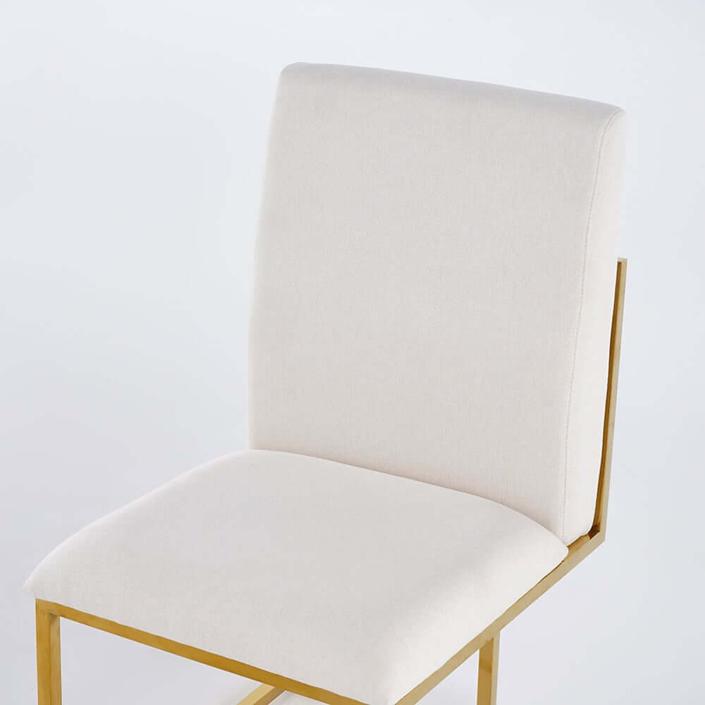 Modern Linen Side Chair Set Of 2 With Gold Legs