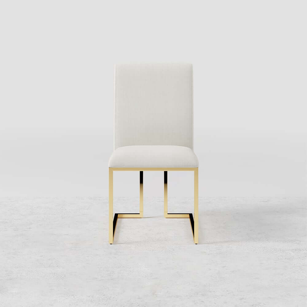 Modern Linen Side Chair Set Of 2 With Gold Legs