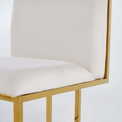 Modern Linen Side Chair Set Of 2 With Gold Legs