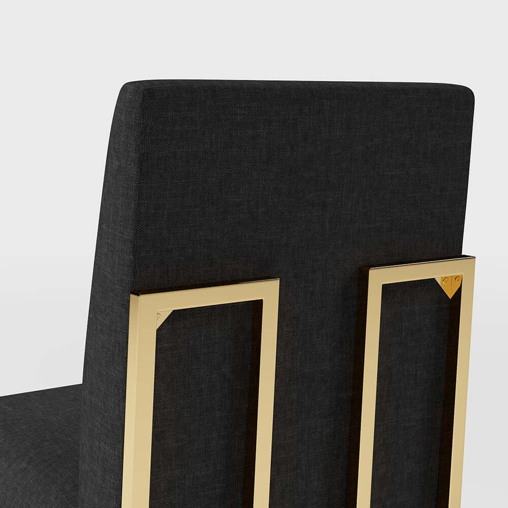 Modern Linen Side Chair Set Of 2 With Gold Legs