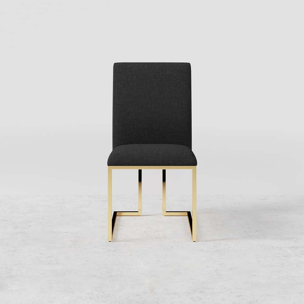 Modern Linen Side Chair Set Of 2 With Gold Legs