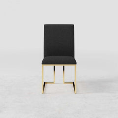 Modern Linen Side Chair Set Of 2 With Gold Legs