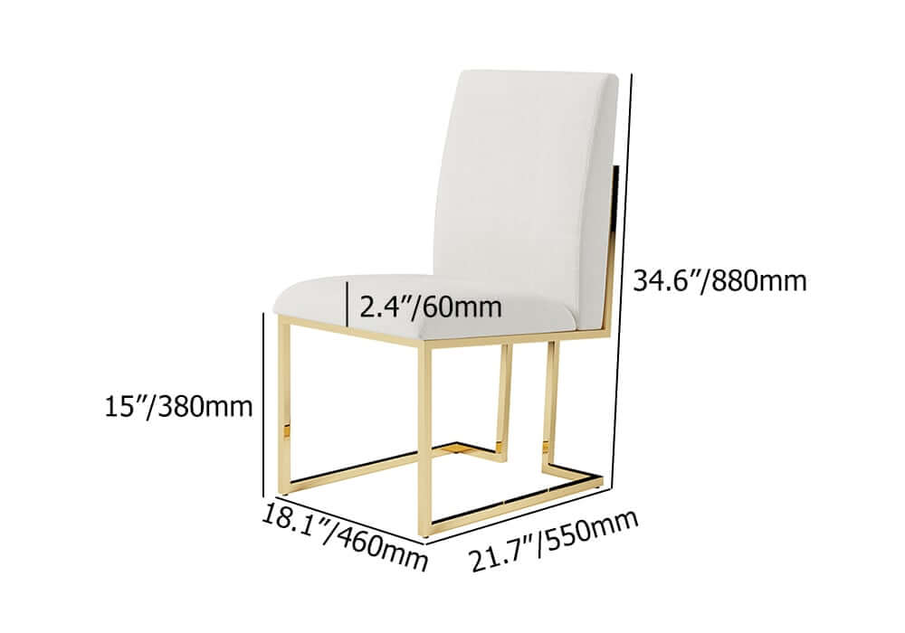 Modern Linen Side Chair Set Of 2 With Gold Legs Dimensions