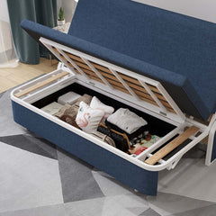 Modern Linen Sofa Bed With Storage And Cushion Back