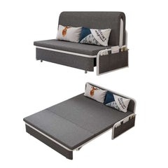 Modern Linen Sofa Bed With Storage And Cushion Back