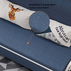 Modern Linen Sofa Bed With Storage And Cushion Back