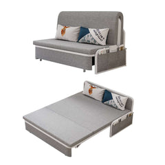 Modern Linen Sofa Bed With Storage And Cushion Back
