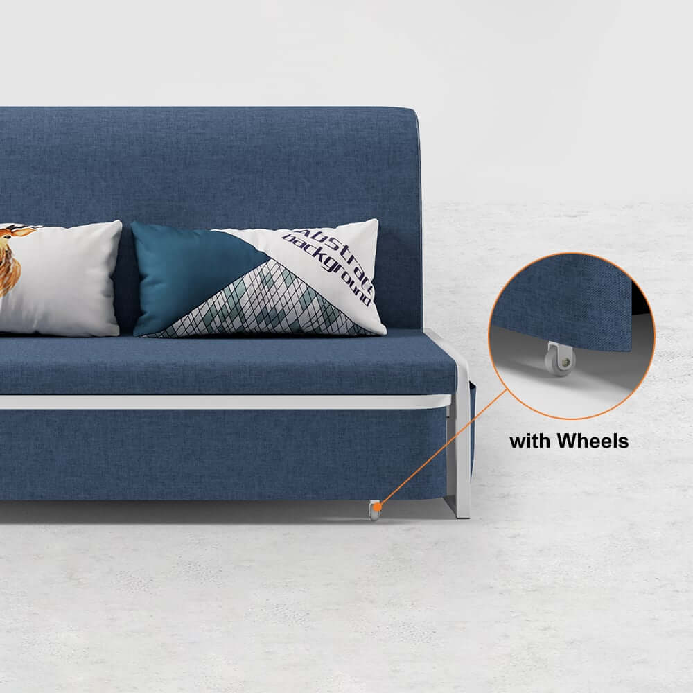 Modern Linen Sofa Bed With Storage And Cushion Back