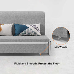 Modern Linen Sofa Bed With Storage And Cushion Back