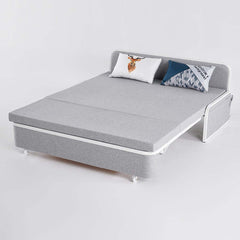 Modern Linen Sofa Bed With Storage And Cushion Back