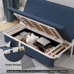 Modern Linen Sofa Bed With Storage And Cushion Back