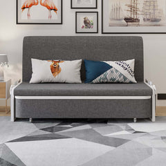 Modern Linen Sofa Bed With Storage And Cushion Back