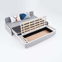 Modern Linen Sofa Bed With Storage And Cushion Back