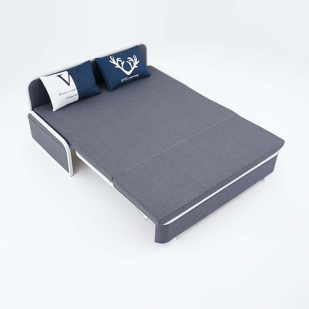 Modern Linen Sofa Bed With Storage And Cushion Back