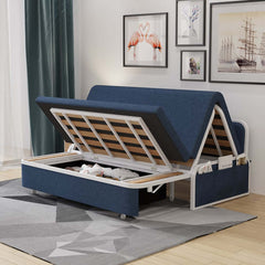Modern Linen Sofa Bed With Storage And Cushion Back
