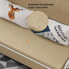 Modern Linen Sofa Bed With Storage And Cushion Back
