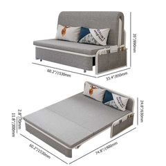 Modern Linen Sofa Bed With Storage And Cushion Back Dimensions