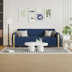 Modern Linen Sofa Bed With Storage And Round Arms