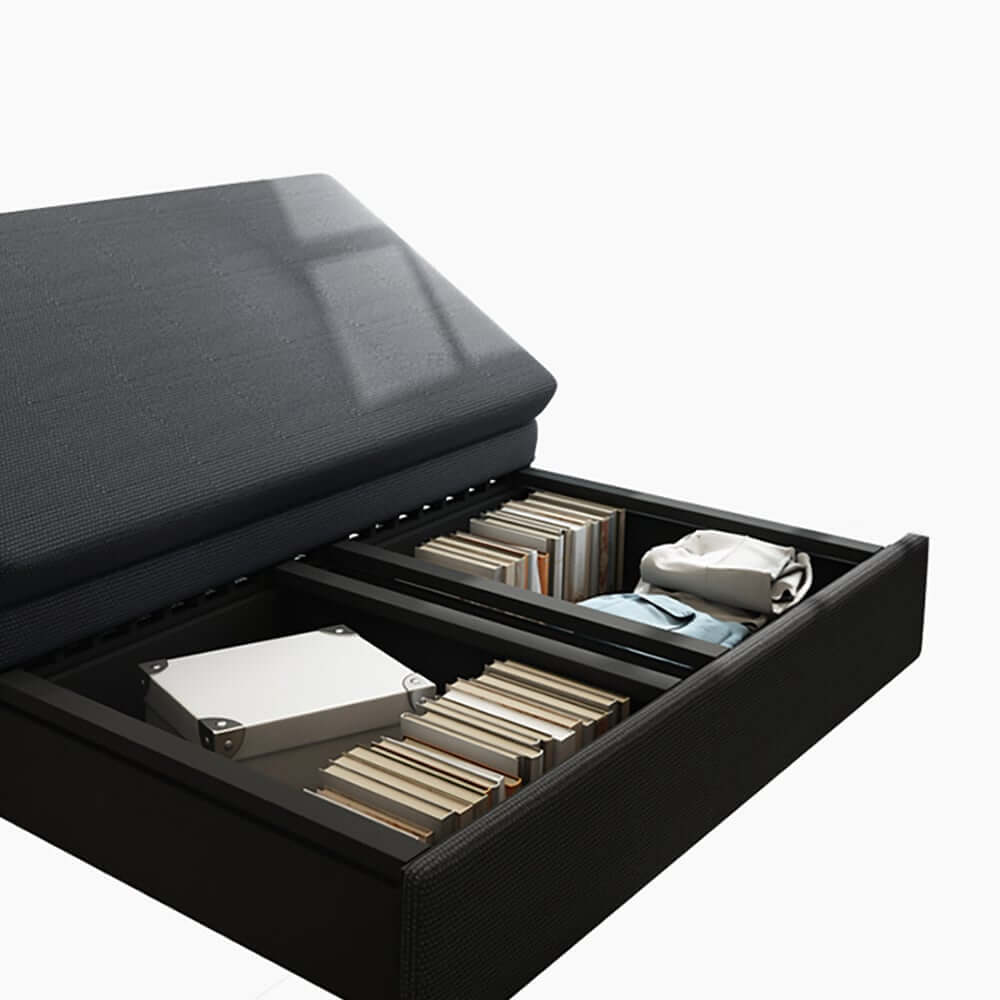 Modern Linen Sofa Bed With Storage And Round Arms