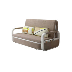 Modern Linen Sofa Bed With Storage And Square Arms