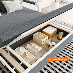 Modern Linen Sofa Bed With Storage And Square Arms
