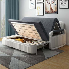 Modern Linen Sofa Bed With Storage - Deep & Light Gray