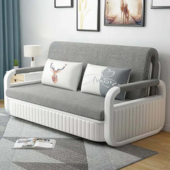 Modern Linen Sofa Bed With Storage - Deep & Light Gray
