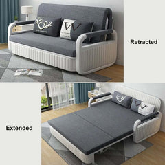 Modern Linen Sofa Bed With Storage - Deep & Light Gray