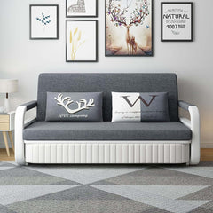 Modern Linen Sofa Bed With Storage - Deep & Light Gray