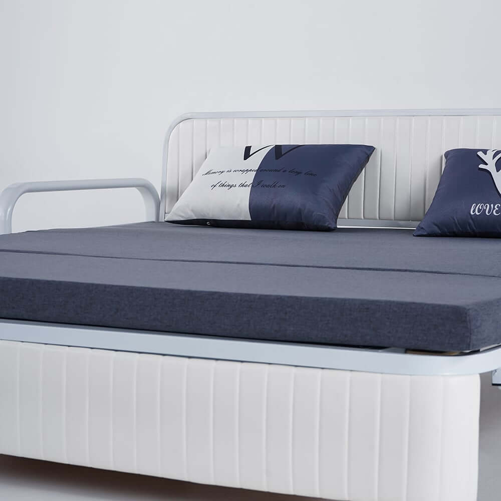 Modern Linen Sofa Bed With Storage - Deep & Light Gray