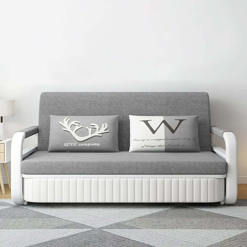 Modern Linen Sofa Bed With Storage - Deep & Light Gray