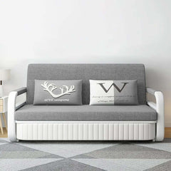 Modern Linen Sofa Bed With Storage - Deep & Light Gray