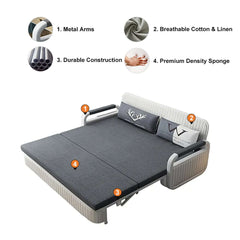 Modern Linen Sofa Bed With Storage - Deep & Light Gray