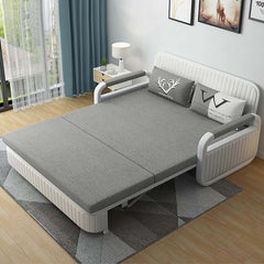 Modern Linen Sofa Bed With Storage - Deep & Light Gray