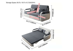 Modern Linen Sofa Bed With Storage - Deep & Light Gray Dimensions