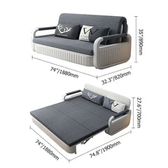 Modern Linen Sofa Bed With Storage - Deep & Light Gray Dimensions