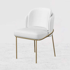 Modern Linen Upholstered Side Chair Set With Gold Legs