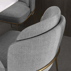 Modern Linen Upholstered Side Chair Set With Gold Legs