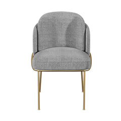Modern Linen Upholstered Side Chair Set With Gold Legs