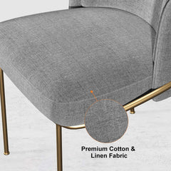 Modern Linen Upholstered Side Chair Set With Gold Legs