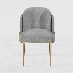 Modern Linen Upholstered Side Chair Set With Gold Legs