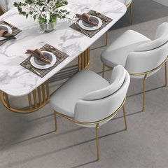 Modern Linen Upholstered Side Chair Set With Gold Legs