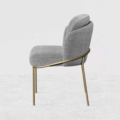 Modern Linen Upholstered Side Chair Set With Gold Legs