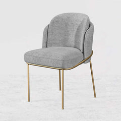 Modern Linen Upholstered Side Chair Set With Gold Legs